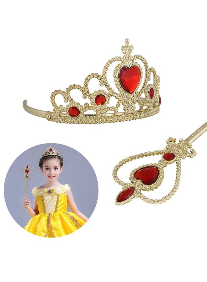 Elsa Dress Up with Elsa Crown,Wand,Gift Set for Girls Christmas Party Cosplay Set - Image 5